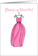 pink dress be my flower girl card