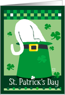 St. Patrick’s Day Leprechaun Hat with White Cat card