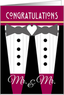 Gay Wedding Congratulations Mr. and Mr. Tuxedos Bow Ties Card