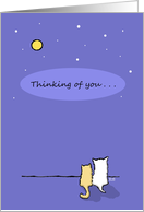 Thinking of You Cat Dog Looking at Stars card
