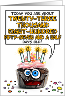 Happy Birthday 65 Years Old Crazy Cupcake Funny Days Old Math card