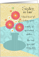 Sister-in-Law - Happy Birthday - Flower Vase card
