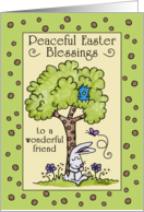 Happy Easter to friend Bunny Resting under a Tree card