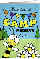 Customizable Thinking of You Summer Camp for Madisyn Bee and Banner card