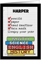 Customizable Name Harper Back to School during COVID 19 Supply List card
