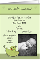 Customizable Baby Announcement-Add Photo-Sweet Pea card