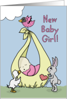 Baby Girl Birth Annoucement Baby Bundle with Animals card