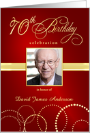 70th Birthday Party Invite Elegant Red and Gold card