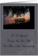 Scenic Beach Sunset Cousin & Her Wife 12th Anniversary Card