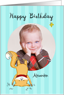 Woodland Fox and Butterfly 1st Birthday Photo Card