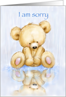 I am Sorry, Cute Bear Feeling Sorry in Rain card