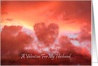 Romantic Valentine for Husband, Love Always with Sunset Heart Cloud card