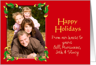 Happy Holidays Red Custom Photo Card