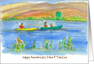 Happy Anniversary Lake Kayaks Mountains Custom Name card