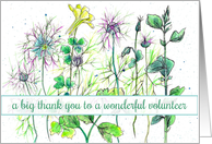 Thank You Wonderful Volunteer Wildflowers Watercolor Illustration card