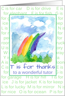 Thank You Wonderful Tutor Rainbow Alphabet Letters card