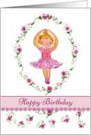 Happy Birthday Ballet Girl Pink Roses card