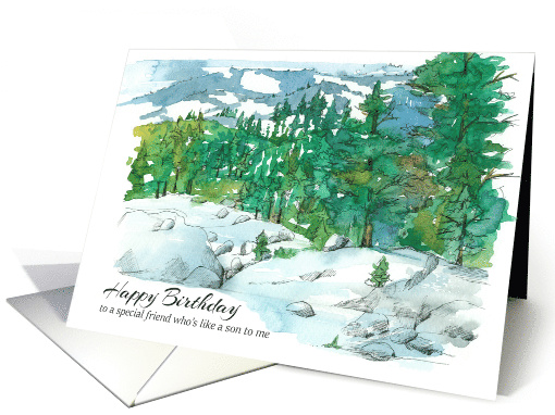 Happy Birthday Friend Like A Son To Me Winter card (1725256)