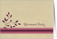 Retirement Party Invitation Burgundy Leaves Stripes card