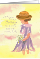 Happy Birthday Special Young Lady Watercolor Painting card