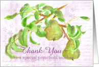 Thank You Preschool Nursery School Teacher Pears card