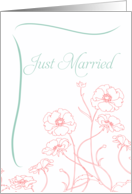 Just Married Wedding Announcement Flowers card