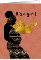 Baby Girl Announcement African Little Queen Crown card