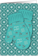 Christmas Mittens Holiday Greetings Joy Joy Joy card