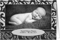 Baby Announcement, Flourishes, Photo Card