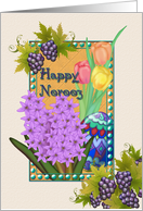 Happy Norooz Persian New Year Grapes and Spring Flowers card
