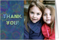 Thank You Photo Card, Tie Dyed Circles, Groovy Blues card