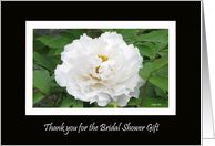 Bridal Shower Thank You -- White Peony on Black card