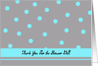 Wedding Shower Thank You -- Aqua Polka Dots card