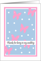 Bridal Party Thank You Card -- Pink Butterflies card