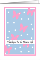 Bridal Shower Thank You Card -- Pink Butterflies card