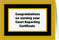 Court Reporting Certificate Congratulation Card