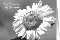 Cousin Bridesmaid Card -- Black and White Mammoth Sunflower card