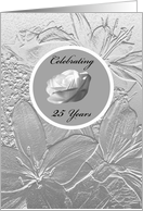 25th Wedding Anniversary Invitation -- Silver Flowers card
