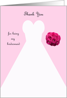 Bridesmaid Thank You Card in Pink -- Wedding Gown card