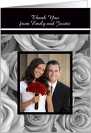 Elegant Roses Wedding Photo Thank You Card