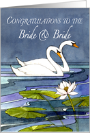 Bride & Bride Wedding Congrats Midnight Swans card