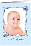 Birth Announcement - Whimsical Bluebirds Photo Insert Card
