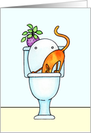 Cat With Head in Toilet Encouragement Card