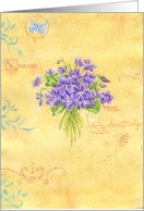 Thinking of You Delightful Flower Bouquet of Violets Caring Thoughts card