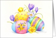 Easter Christian Three Painted Eggs Blessed Faith Hope Love card