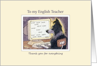 To my English Teacher, Border Collie thank you card
