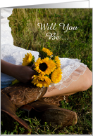 Will You Be My Bridesmaid,Cowgirl and Sunflowers,Custom Personalize card