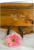 Country Wedding, Bridesmaid Invitation,Pink Daisy,Custom Personalize card
