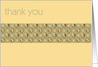 thank you blue beige old tiles card