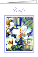 lo siento white lilies painting card